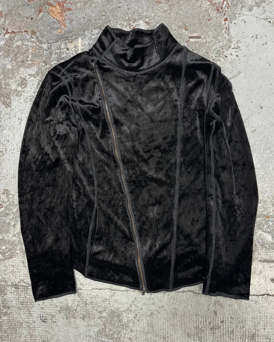 2000s Emporio Armani Asymmetrical Black Fur Effect Jacket eNiYmiJ 0