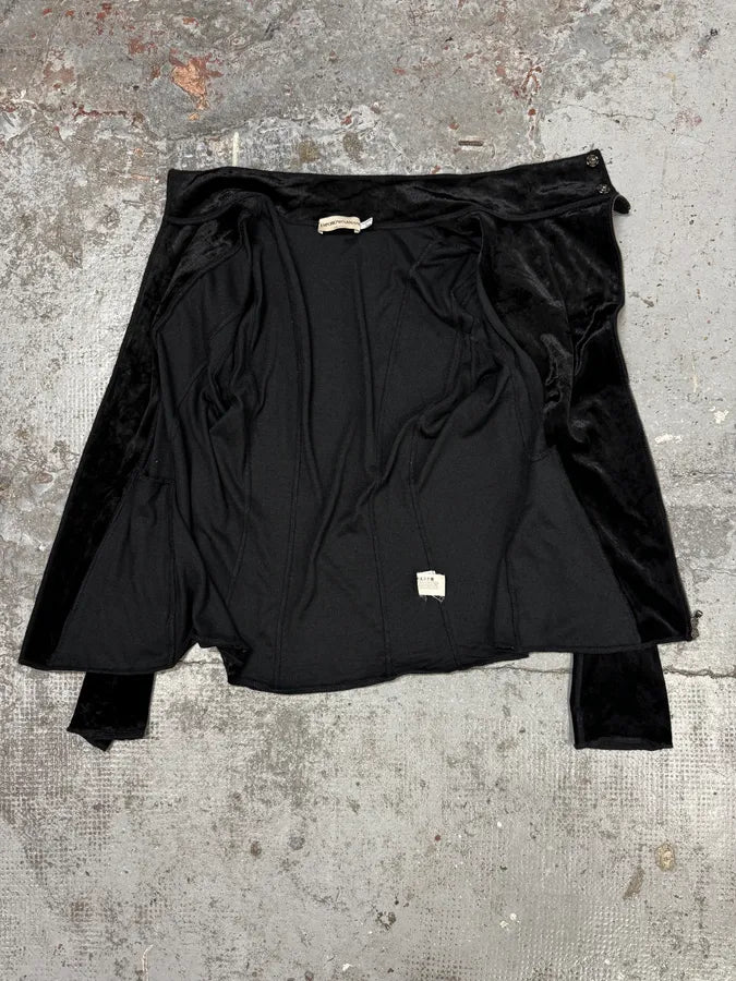 2000s Emporio Armani Asymmetrical Black Fur Effect Jacket eNiYmiJ 6