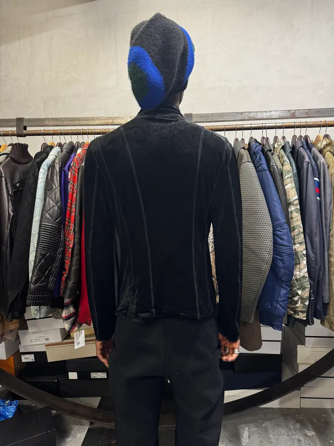 2000s Emporio Armani Asymmetrical Black Fur Effect Jacket eNiYmiJ 4