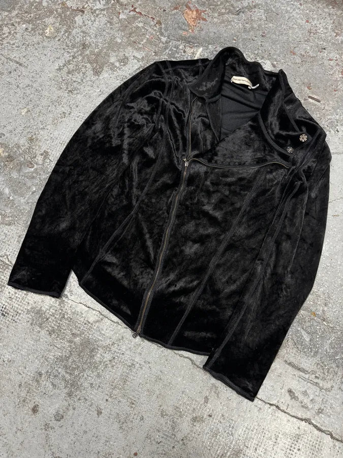 2000s Emporio Armani Asymmetrical Black Fur Effect Jacket eNiYmiJ 2