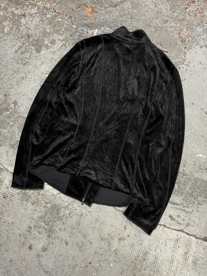 2000s Emporio Armani Asymmetrical Black Fur Effect Jacket eNiYmiJ 5