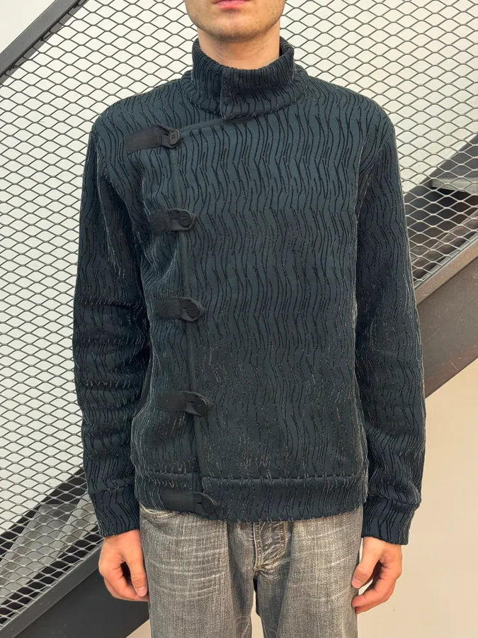 2000s Emporio Armani Asymmetrical Navy Wave Jacket NynNnjs 1