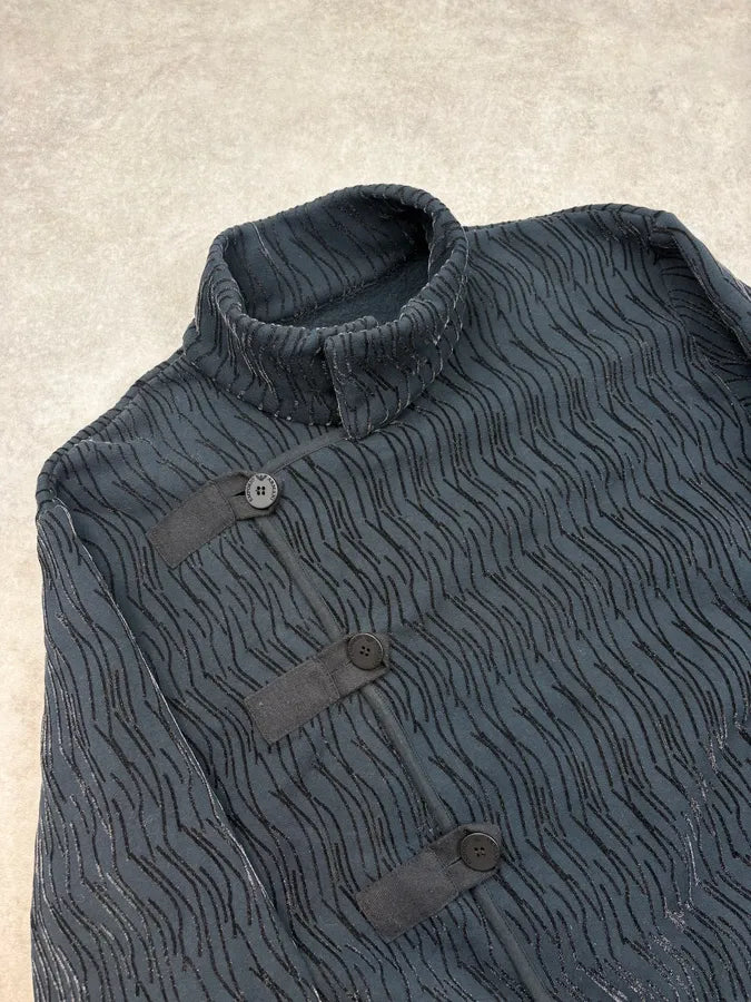 2000s Emporio Armani Asymmetrical Navy Wave Jacket NynNnjs 4