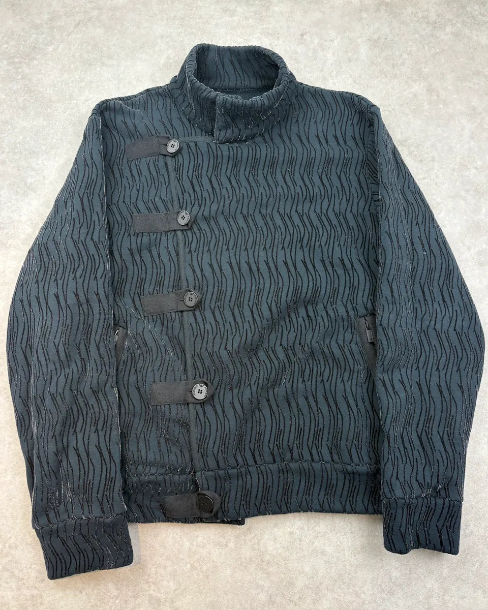 2000s Emporio Armani Asymmetrical Navy Wave Jacket NynNnjs 0