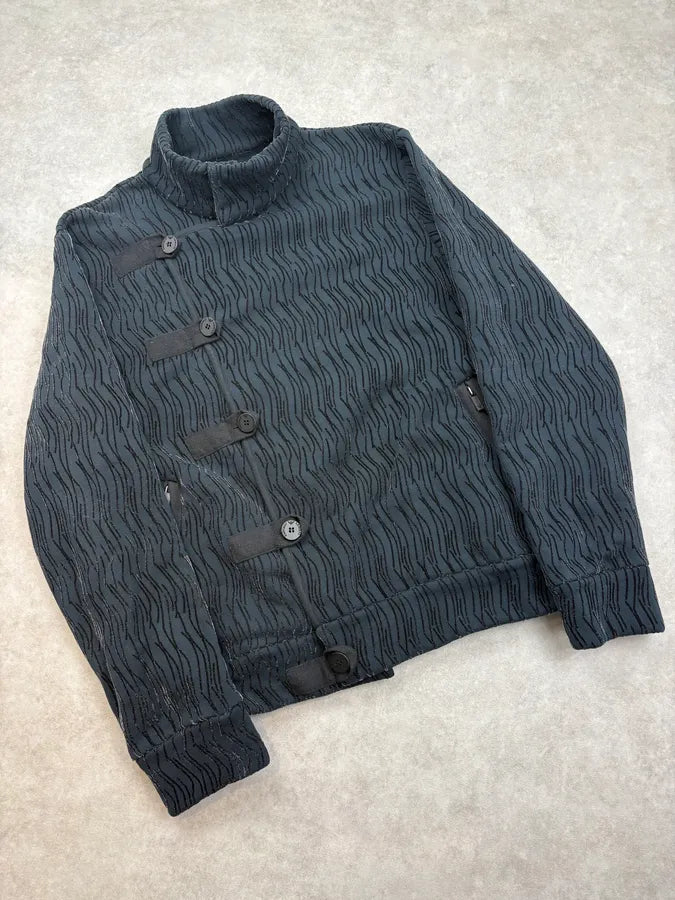 2000s Emporio Armani Asymmetrical Navy Wave Jacket NynNnjs 3