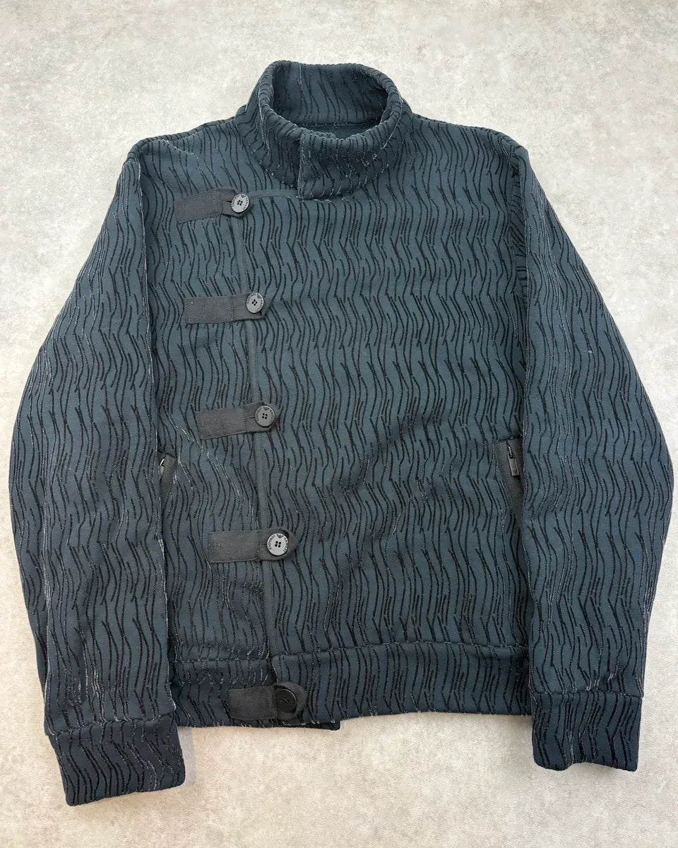 2000s Emporio Armani Asymmetrical Navy Wave Jacket NynNnjs 0