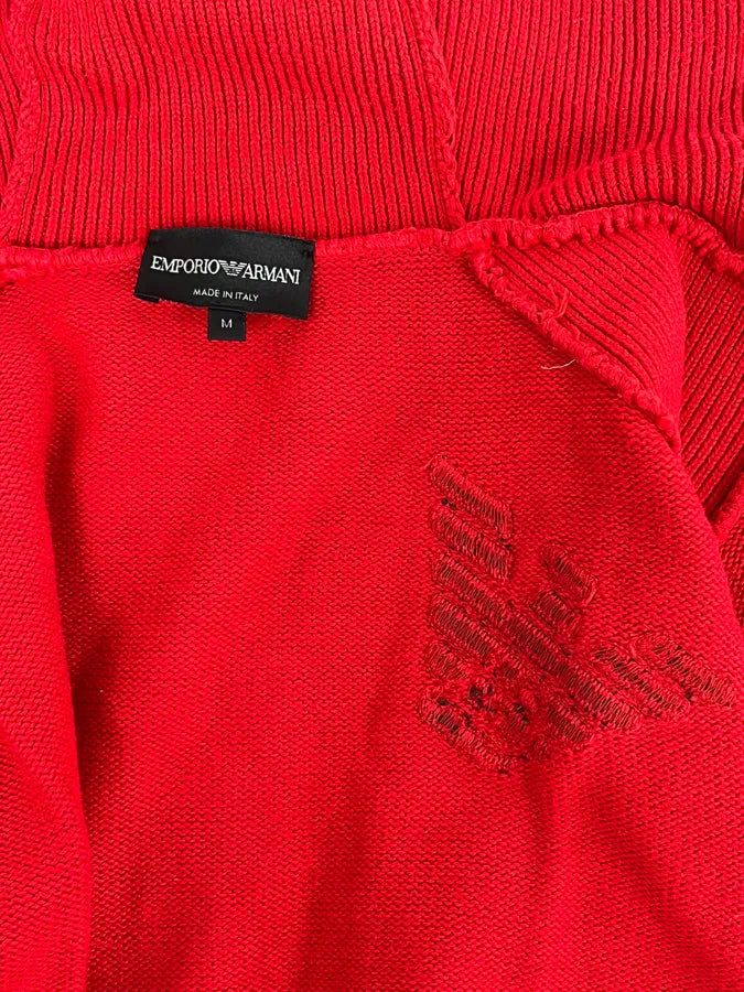 2000s Emporio Armani Asymmetrical Red Zip-Up Hoodie fetwKBD 8