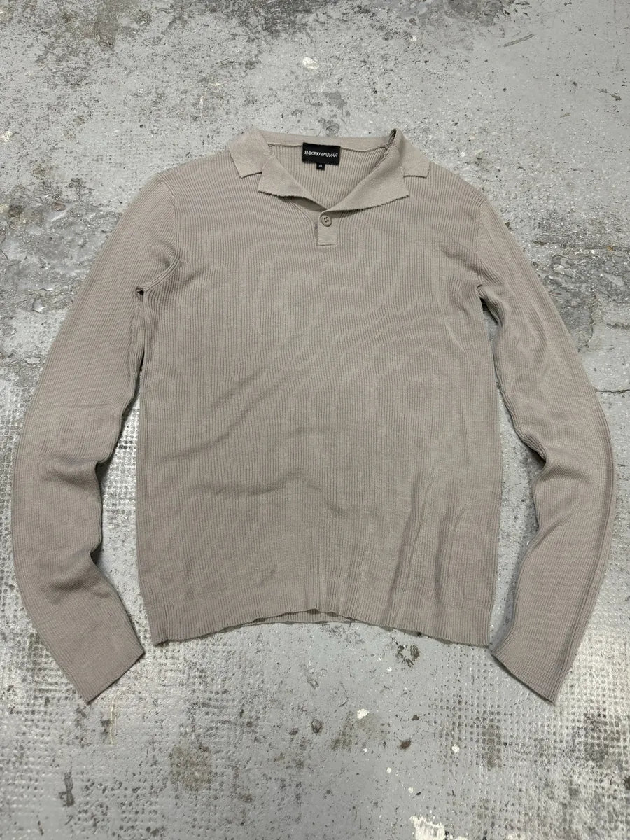2000s Emporio Armani Beige Polo Longsleeves qAJxqrA 0