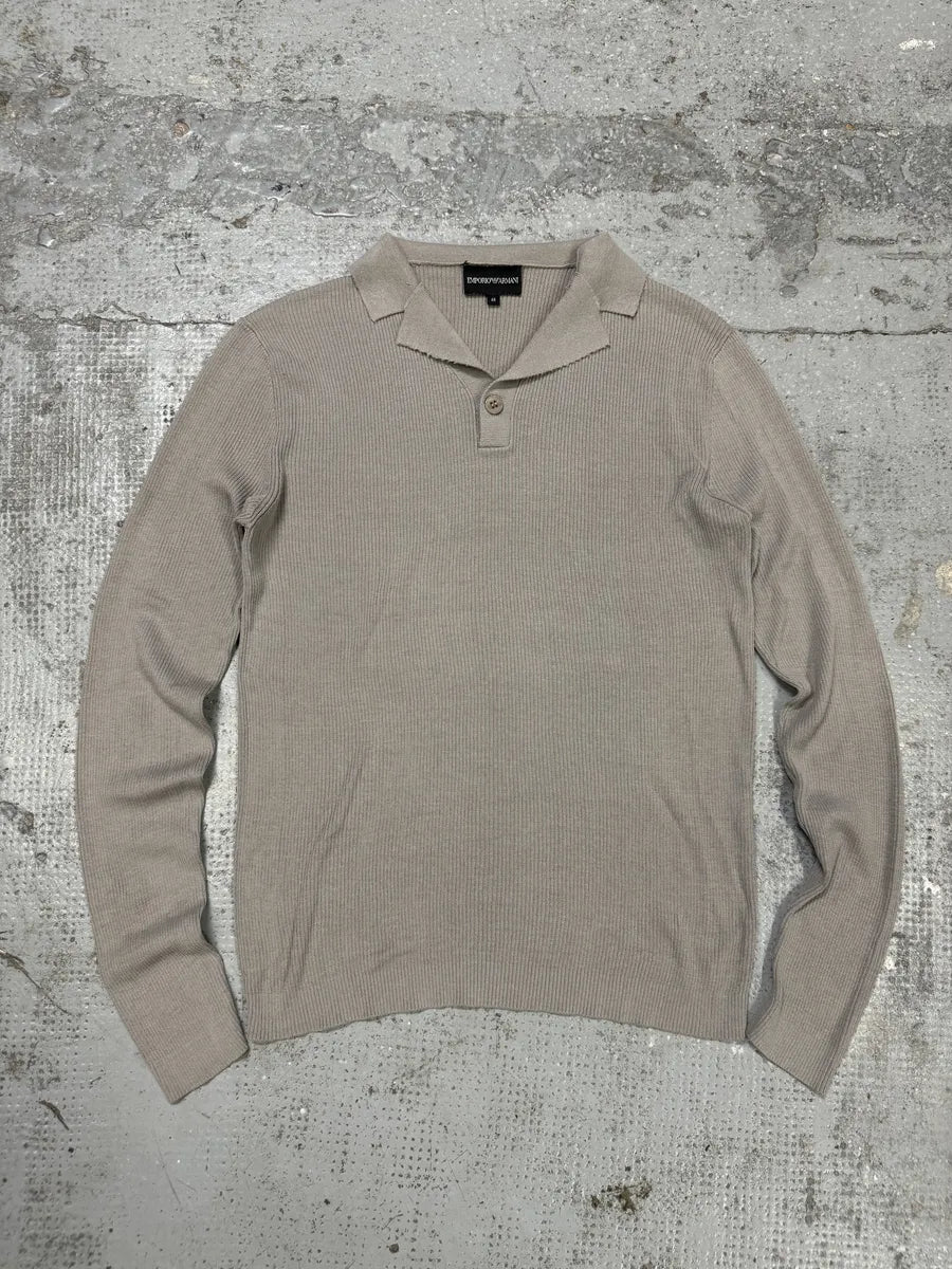 2000s Emporio Armani Beige Polo Longsleeves qAJxqrA 4