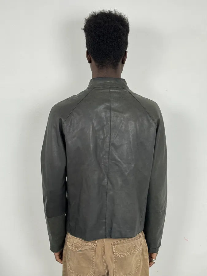 AW2006 Emporio Armani Biker Eroded Leather Jacket GnmwHNk 2