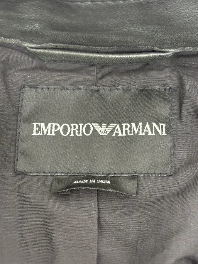 AW2006 Emporio Armani Biker Eroded Leather Jacket GnmwHNk 9