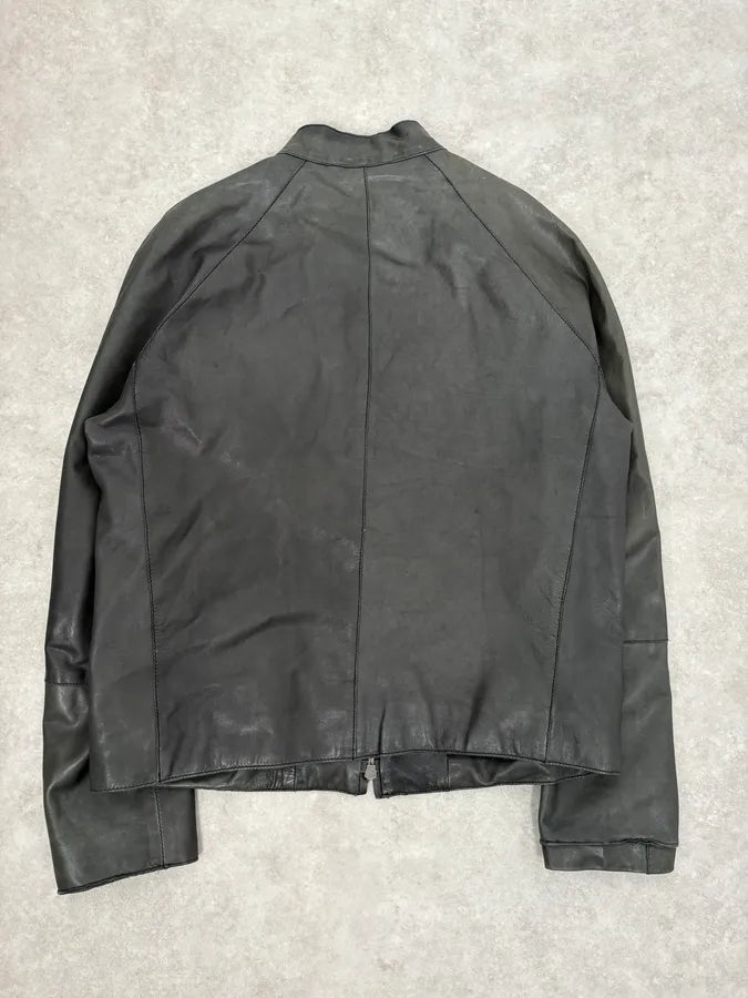 AW2006 Emporio Armani Biker Eroded Leather Jacket GnmwHNk 5