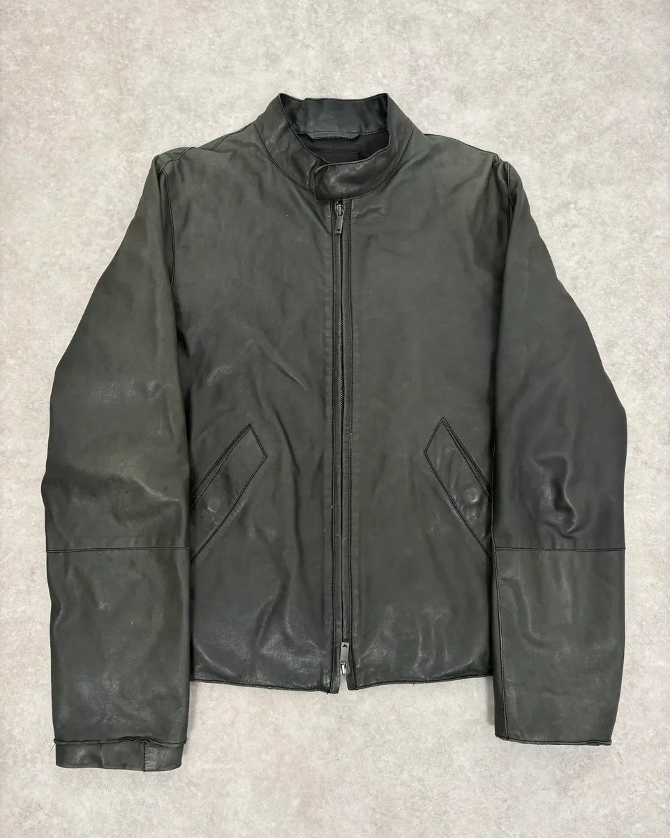 AW2006 Emporio Armani Biker Eroded Leather Jacket GnmwHNk 0