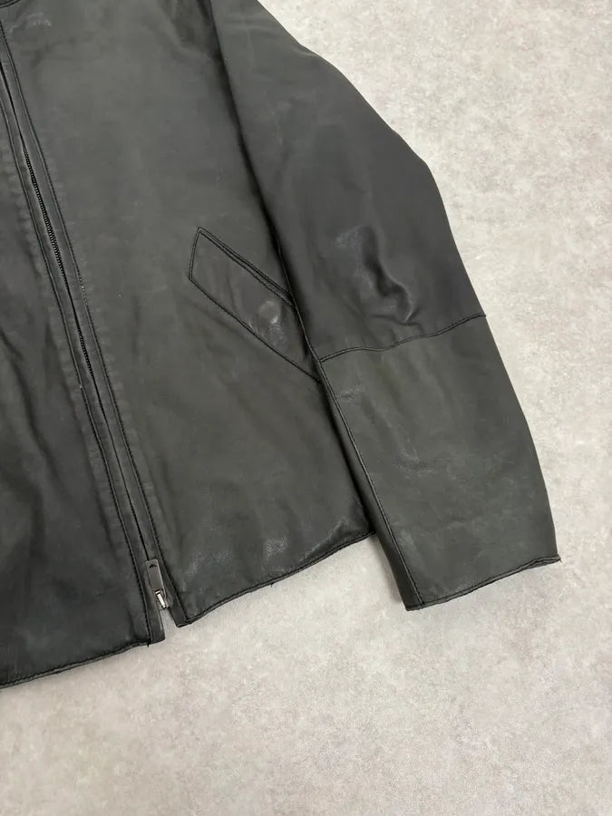 AW2006 Emporio Armani Biker Eroded Leather Jacket GnmwHNk 7