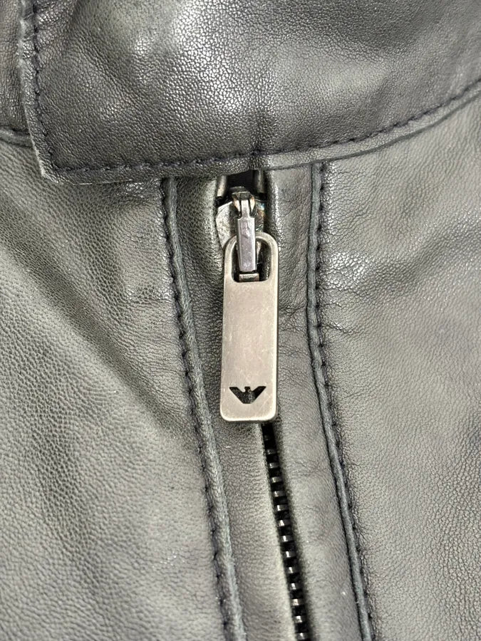 AW2006 Emporio Armani Biker Eroded Leather Jacket GnmwHNk 8