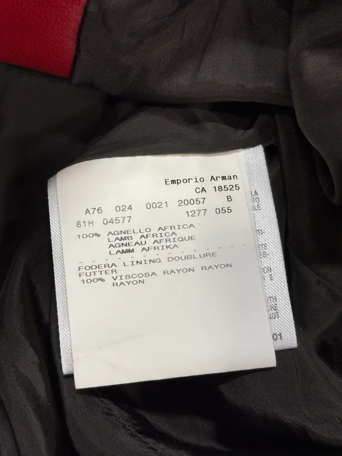 2000s Emporio Armani Biker Red Leather Jacket QjoCdZE 8