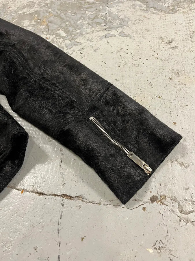 2000s Emporio Armani Black Asymmetrical Zip Pony Hair Jacket jYKLWPY 6