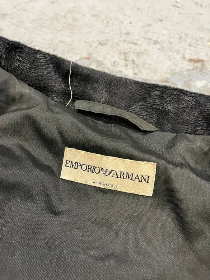 2000s Emporio Armani Black Asymmetrical Zip Pony Hair Jacket jYKLWPY 8