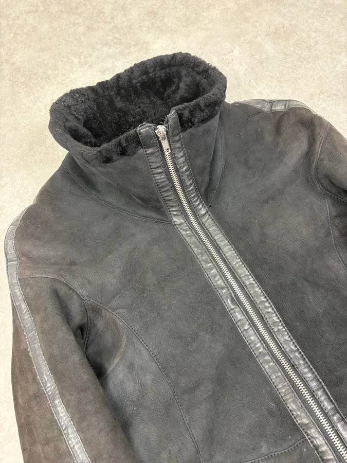 AW2004 Emporio Armani Black Avant Garde Suede Leather Jacket  iEGgadu 4