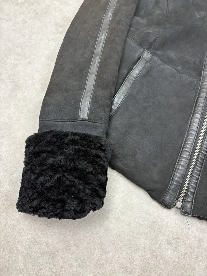 AW2004 Emporio Armani Black Avant Garde Suede Leather Jacket  iEGgadu 7