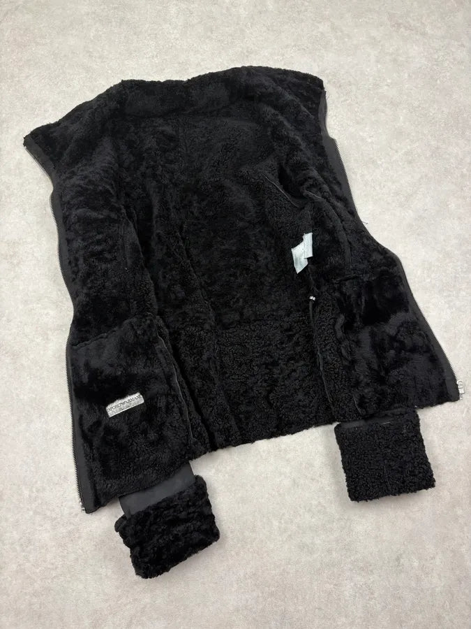 AW2004 Emporio Armani Black Avant Garde Suede Leather Jacket  iEGgadu 6