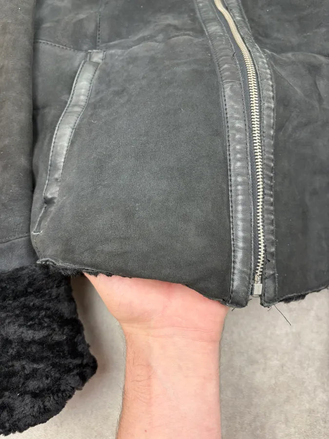 AW2004 Emporio Armani Black Avant Garde Suede Leather Jacket  iEGgadu 9