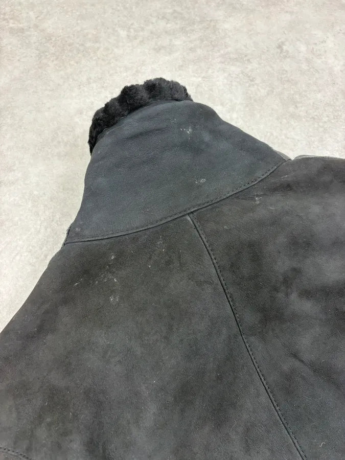 AW2004 Emporio Armani Black Avant Garde Suede Leather Jacket  iEGgadu 8