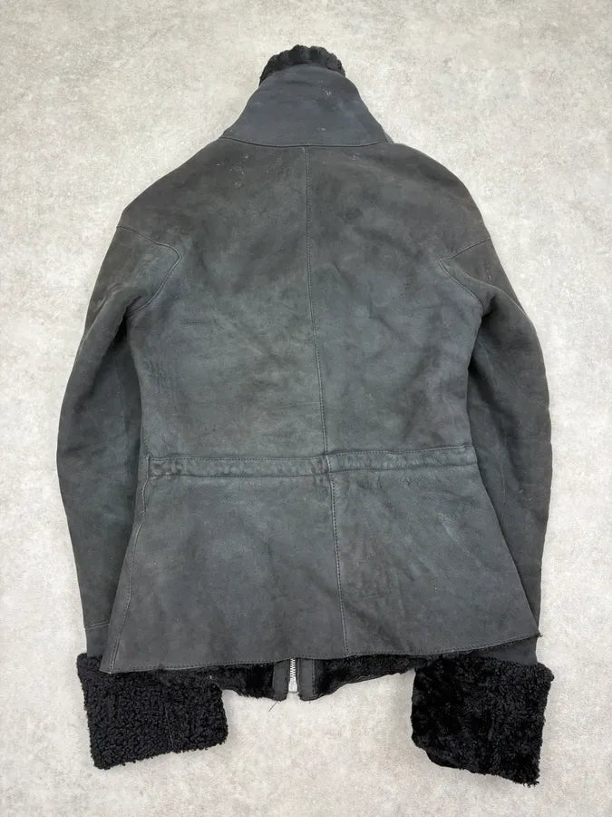 AW2004 Emporio Armani Black Avant Garde Suede Leather Jacket  iEGgadu 5