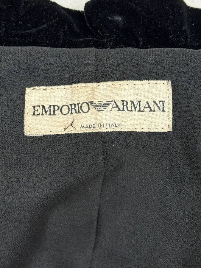 2000s Emporio Armani Black Buttoned Velvet Cardigan Jacket CSCjJJA 6
