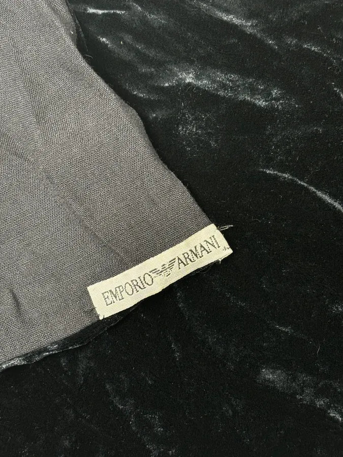 2000s Emporio Armani Black Classy Velvet Scarf PrgjgMo 5