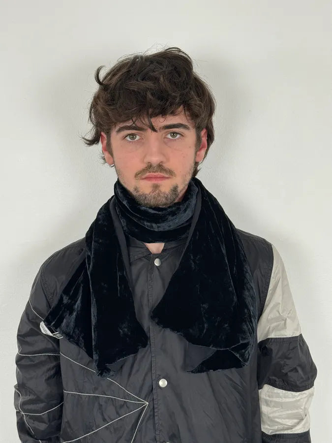 2000s Emporio Armani Black Classy Velvet Scarf PrgjgMo 0