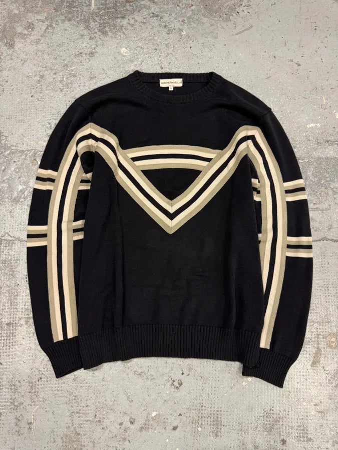 SS2005 Emporio Armani Black Contemporary Lined Sweater URMDXMn 0