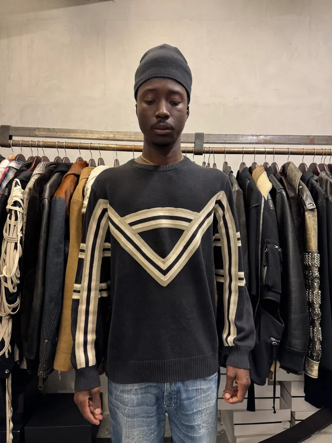 SS2005 Emporio Armani Black Contemporary Lined Sweater URMDXMn 2