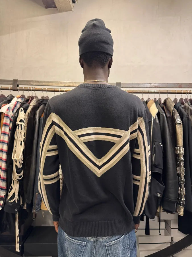 SS2005 Emporio Armani Black Contemporary Lined Sweater URMDXMn 3