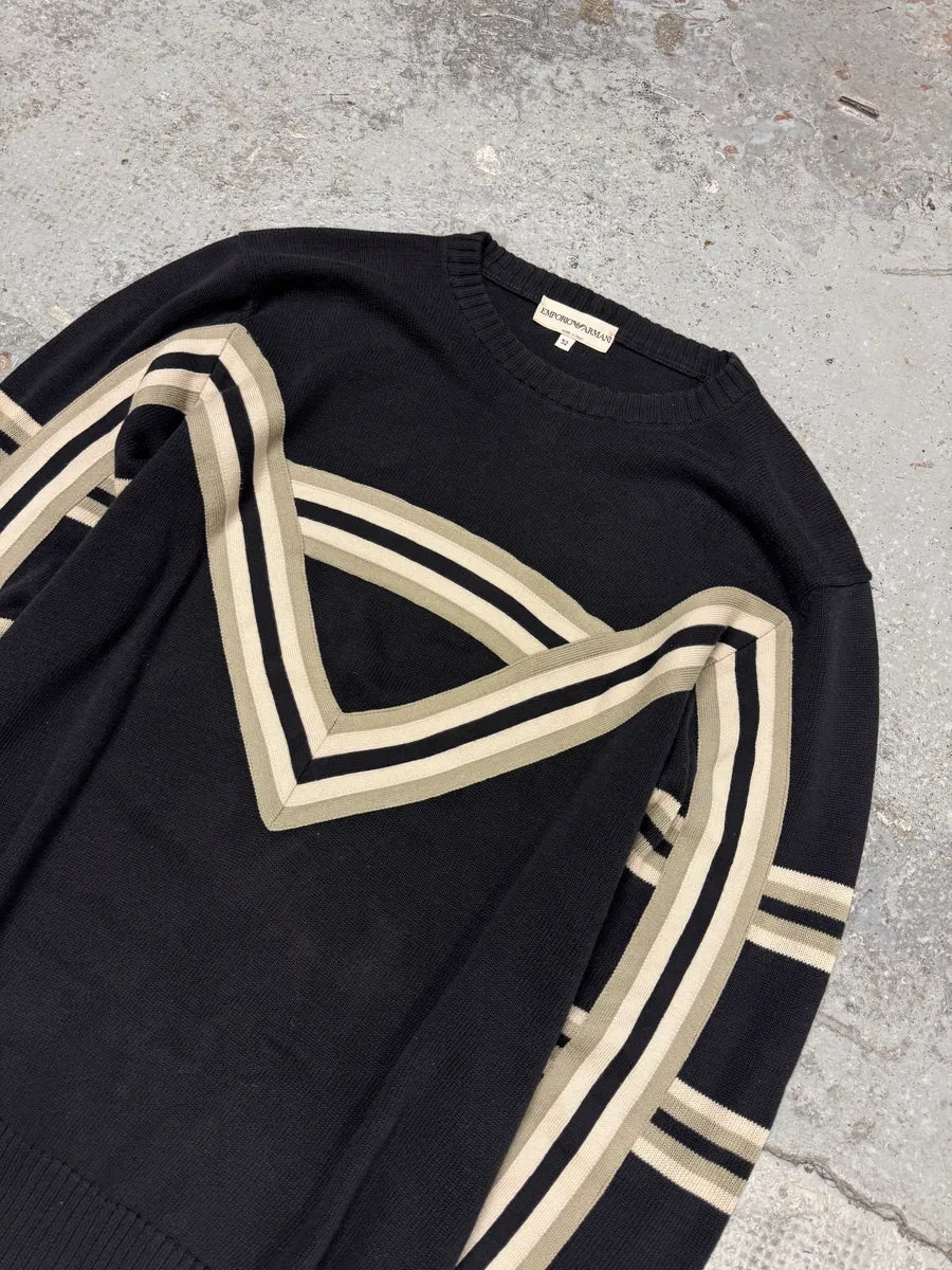 SS2005 Emporio Armani Black Contemporary Lined Sweater URMDXMn 4