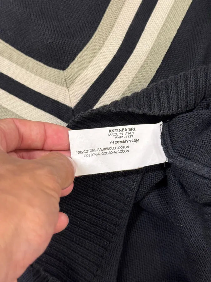 SS2005 Emporio Armani Black Contemporary Lined Sweater URMDXMn 8