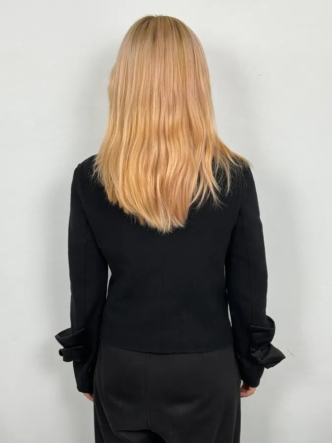 2000s Emporio Armani Black Flower Sleeves Blazer Jacket snRBBRB 1