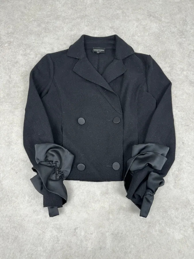 2000s Emporio Armani Black Flower Sleeves Blazer Jacket snRBBRB 2