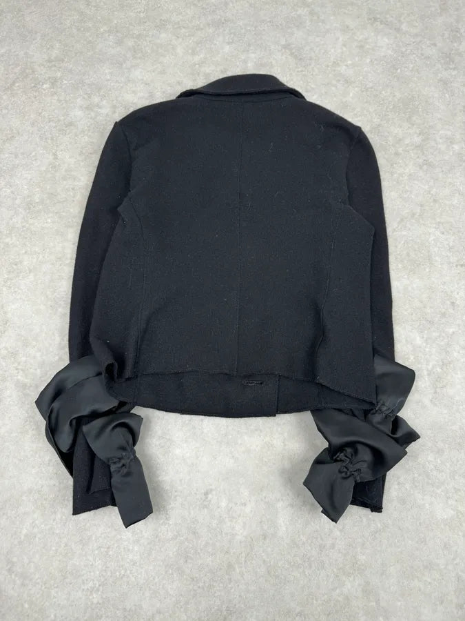 2000s Emporio Armani Black Flower Sleeves Blazer Jacket snRBBRB 6