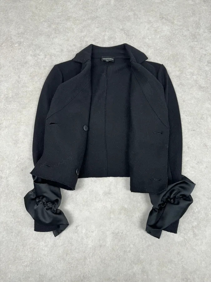 2000s Emporio Armani Black Flower Sleeves Blazer Jacket snRBBRB 7