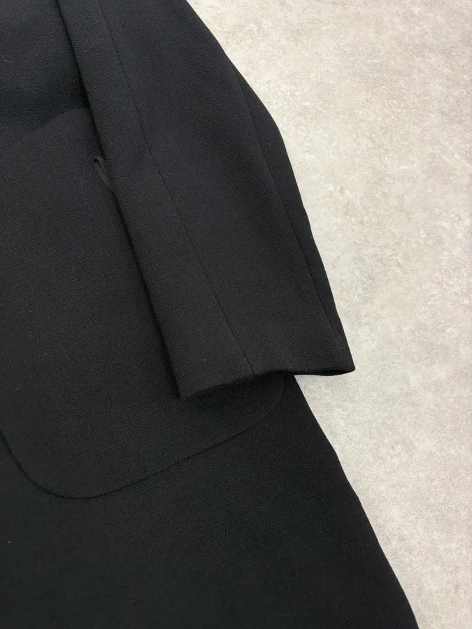 AW2012 Emporio Armani Black Fur Collar Wool Long Coat XWgJEyS 8