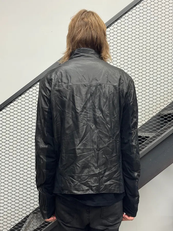 SS2014 Emporio Armani Black Hybrid Biker Leather Jacket LjPmQFN 2