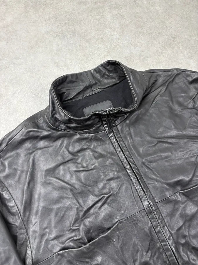 SS2014 Emporio Armani Black Hybrid Biker Leather Jacket LjPmQFN 4