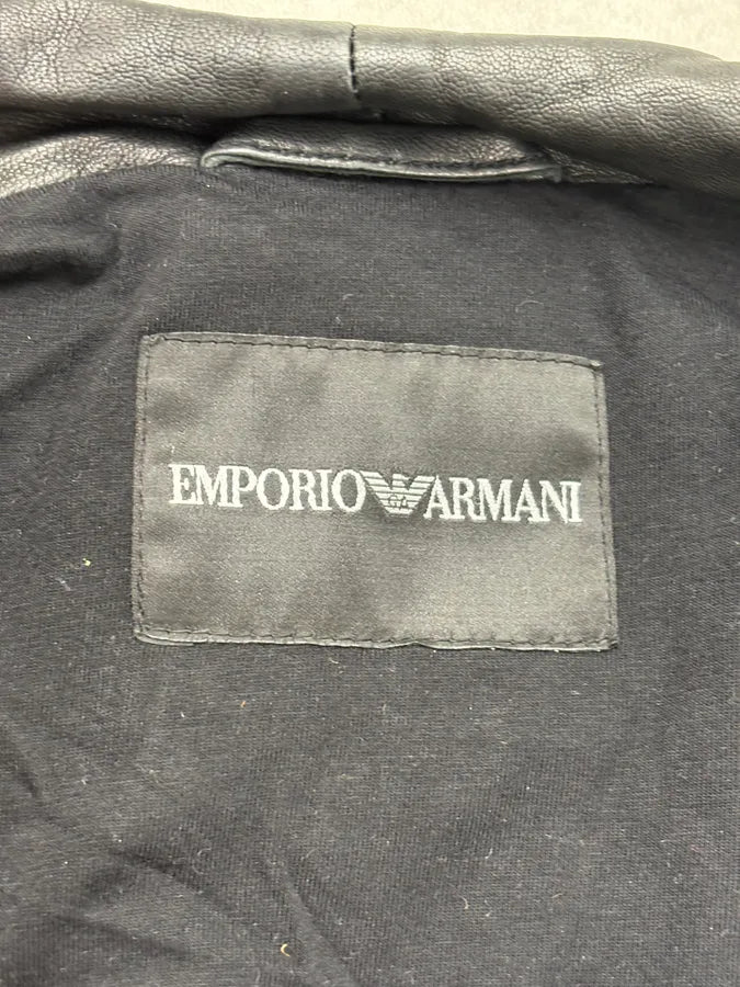 SS2014 Emporio Armani Black Hybrid Biker Leather Jacket LjPmQFN 12