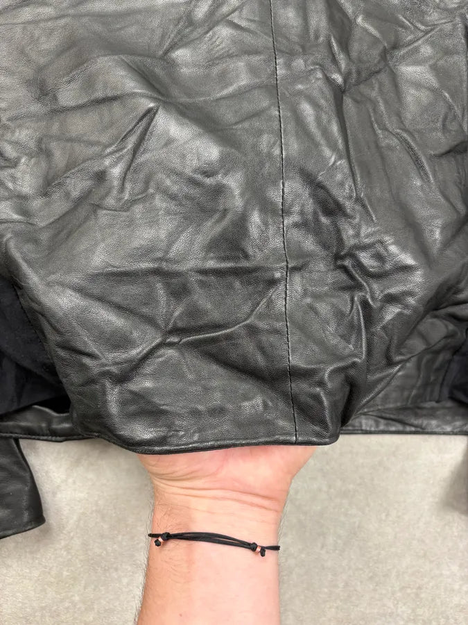 SS2014 Emporio Armani Black Hybrid Biker Leather Jacket LjPmQFN 10
