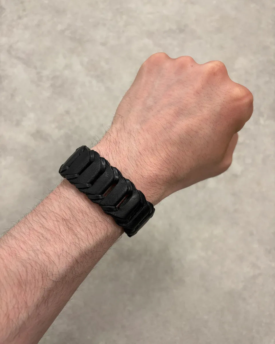 2010s Emporio Armani Black Leather Bracelet ALlZgHu 0