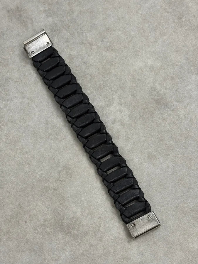 2010s Emporio Armani Black Leather Bracelet ALlZgHu 4
