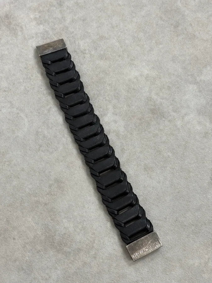 2010s Emporio Armani Black Leather Bracelet ALlZgHu 3