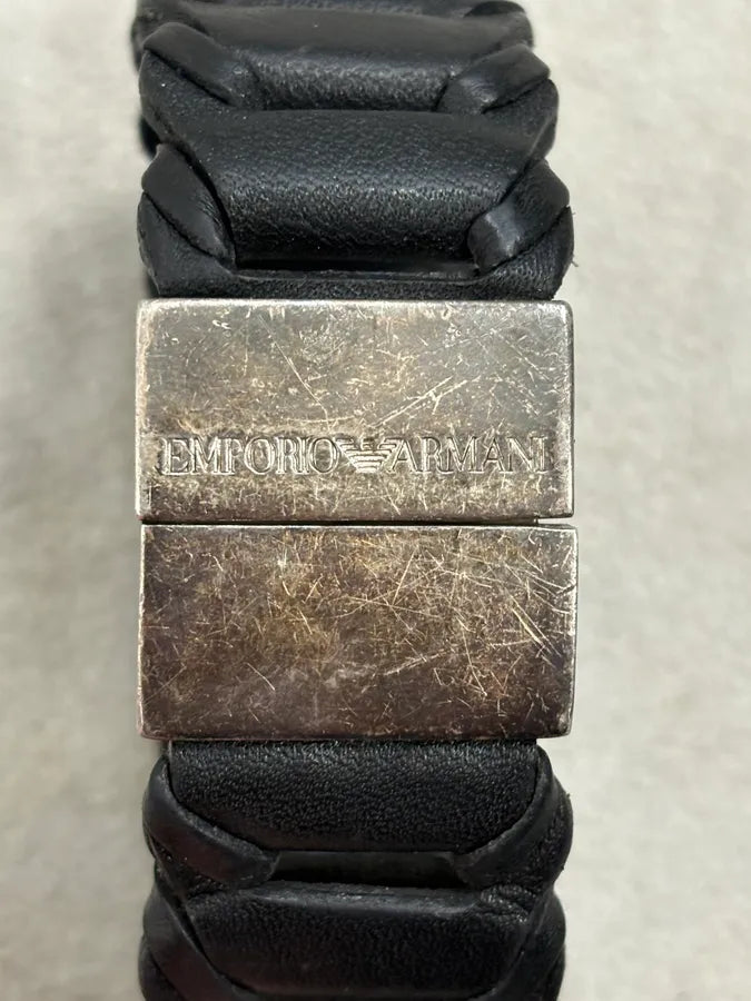 2010s Emporio Armani Black Leather Bracelet ALlZgHu 6