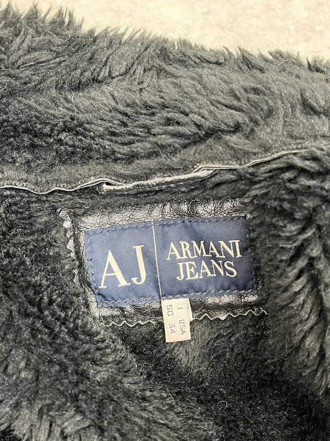 2000s Armani Black Faux Leather Long Coat wNCuxFw 12
